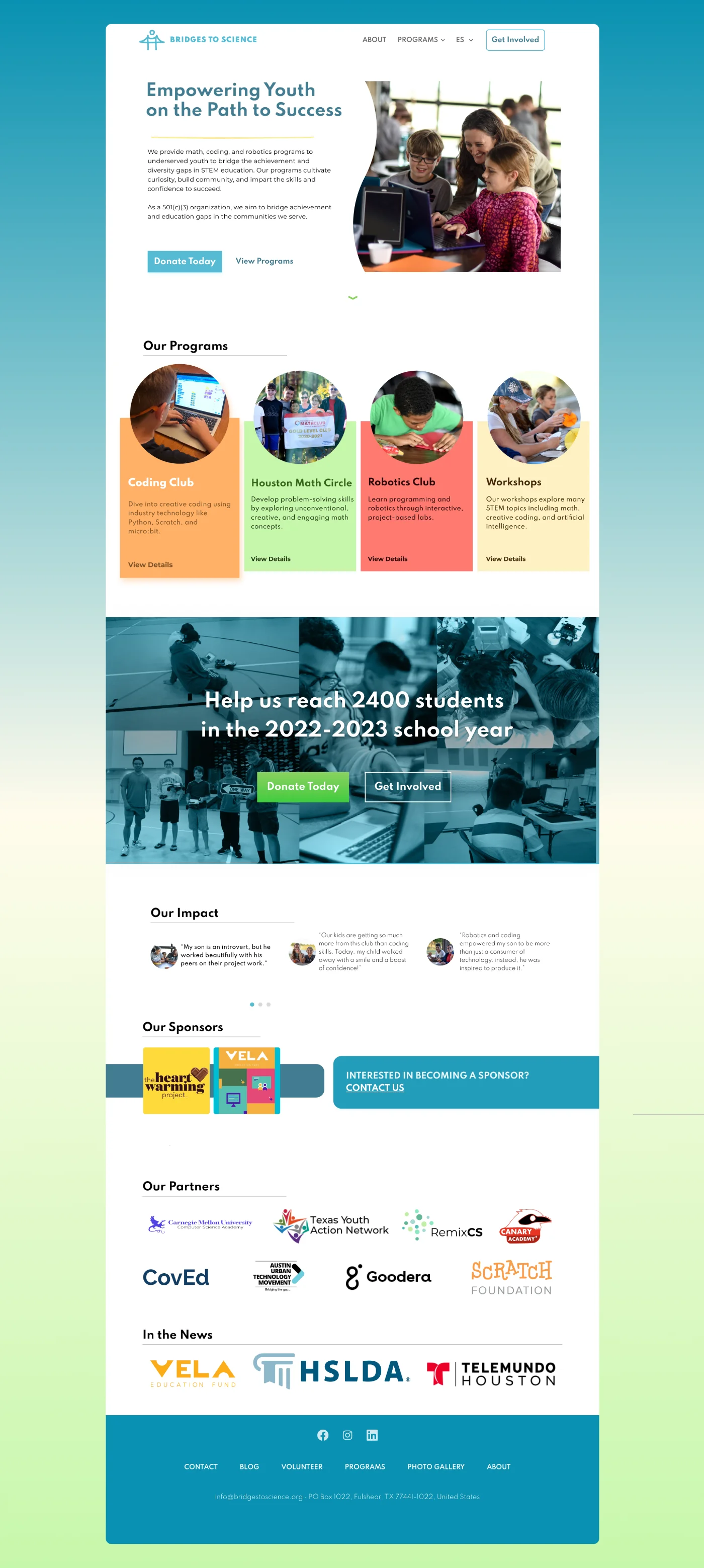 A desktop mockup of the home page