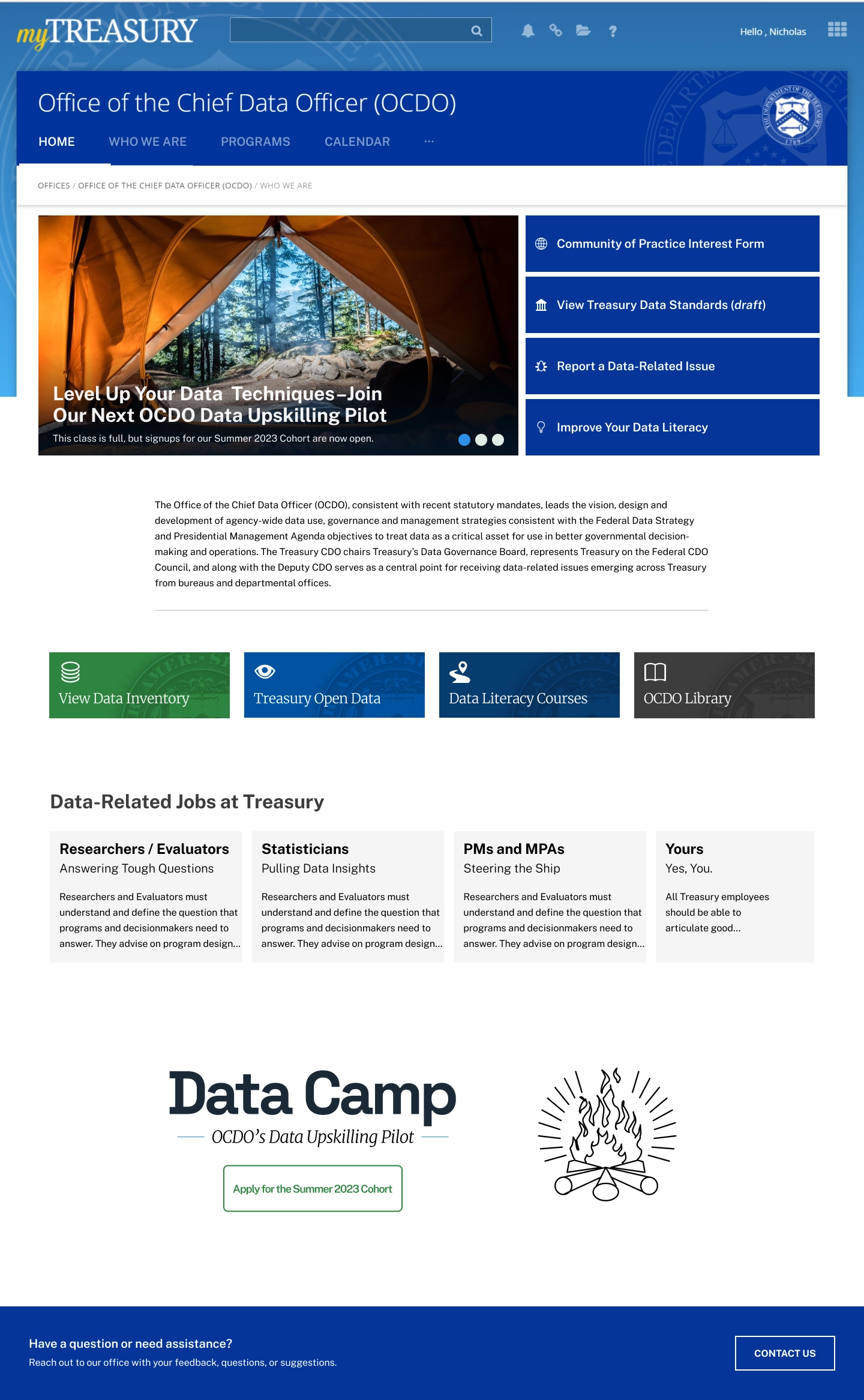 mockup of updated SharePoint intranet office site using TDDS design system components.