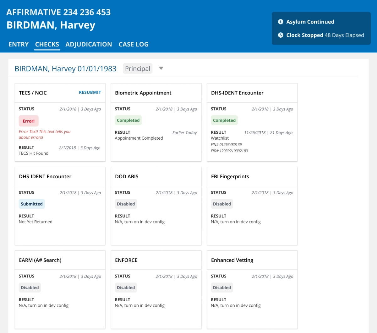 The Global security checks page where applicant data was automatically sent to partner systems for processing and had results returned at drastically reduced timelines.